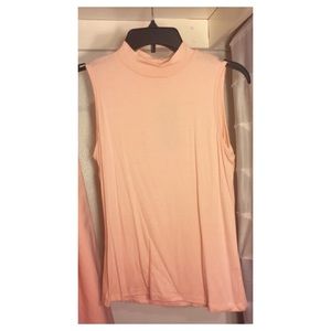 Blush Pink Mock Neck Sleeveless Top